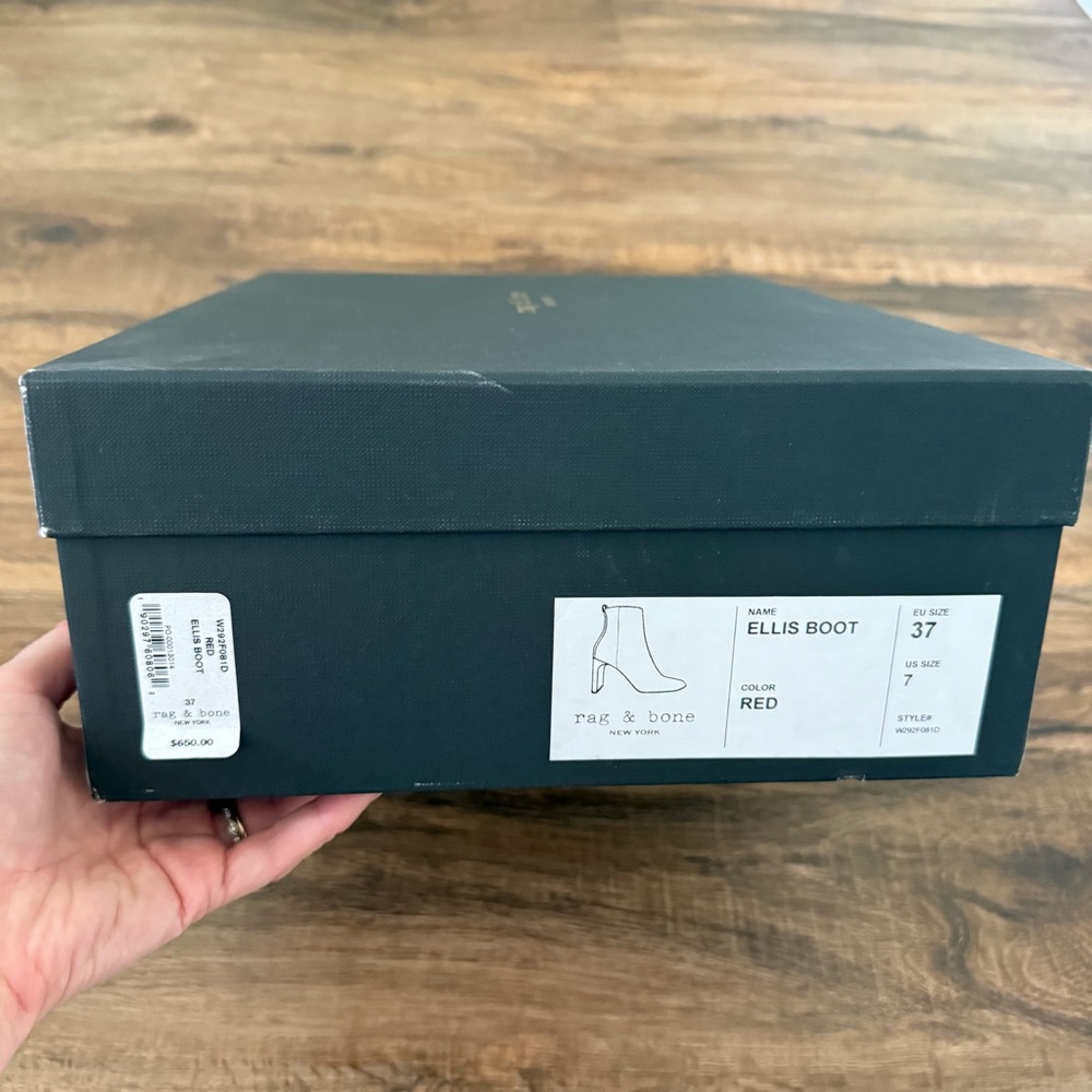 RAG & BONE Ellis Ankle Boot in Red Snakeskin Embossed Leather Size 7 NWT - Picture 12 of 14